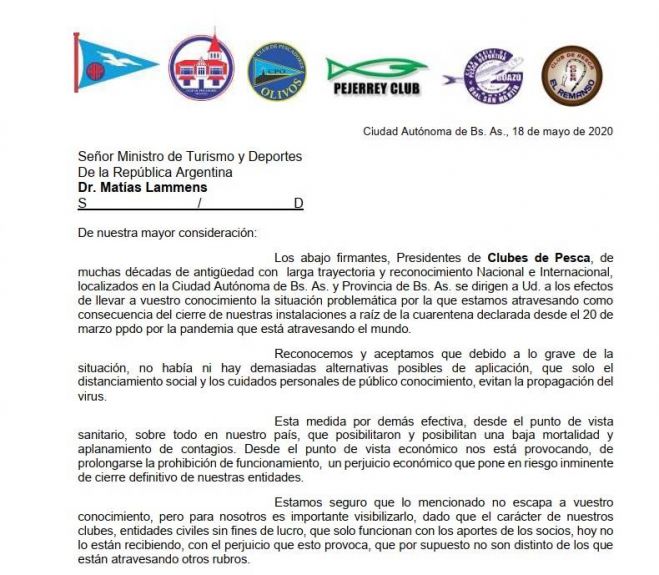 Gestiones realizadas por los clubes de pesca ante autoridades de la Nación