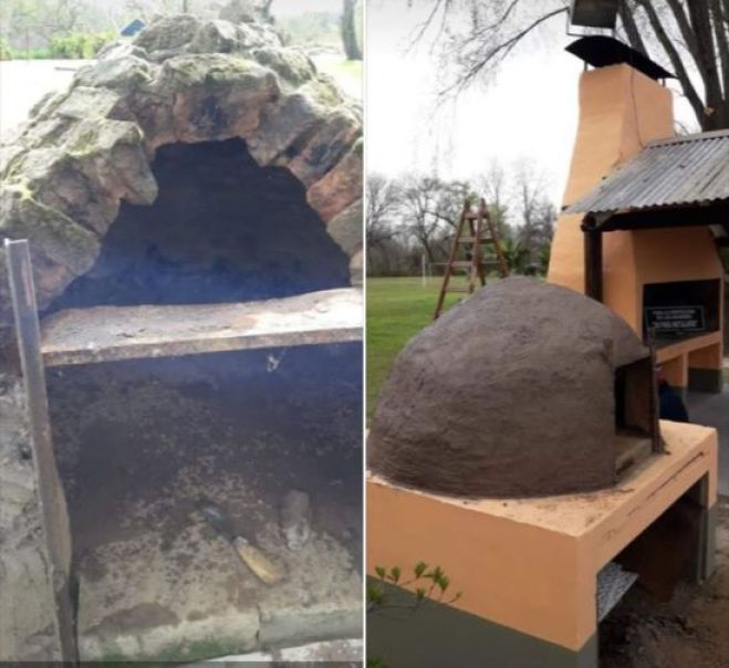 El antes y el después del horno de barro del Guazú