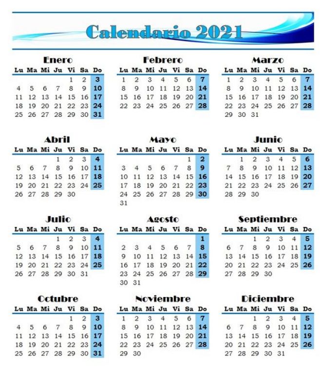 Calendario 2021